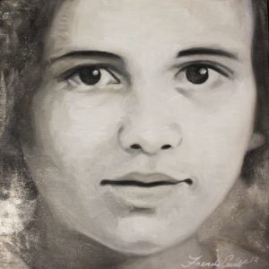Young Margaret - mixed media on wood panel 10x10